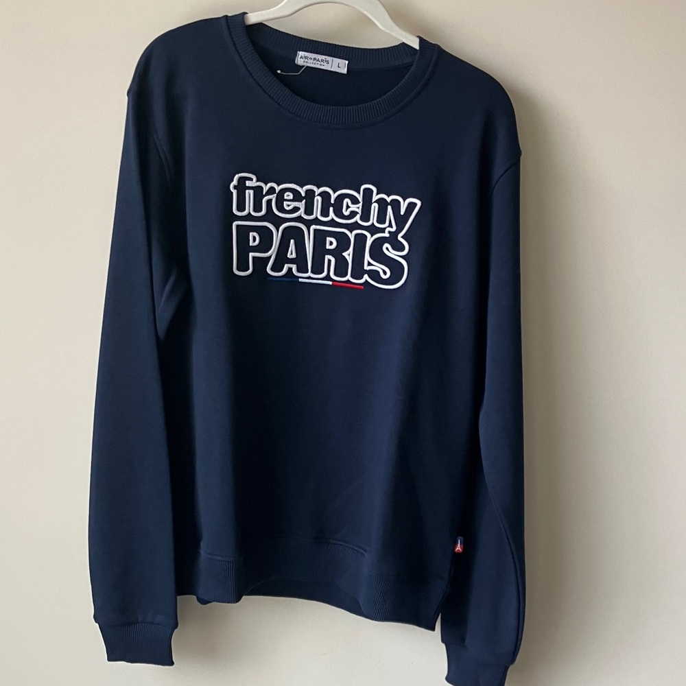 Air de Paris Navy Crewneck Sweatshirt with “frenchy Paris” Embroidery Men’s L